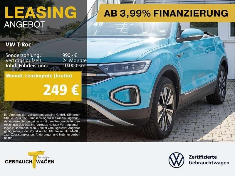 Blau Gebraucht 2024 VW T-Roc Cabriolet Move Cabrio | 26.940 € (Guter Preis) - Bild 1/4