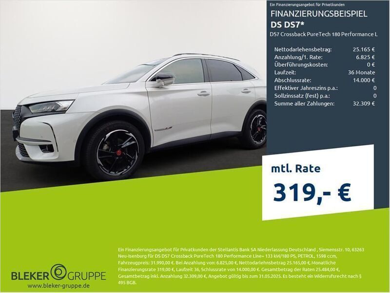 Perlmutt weiß Gebraucht 2023 DS Automobiles DS7 Crossback Performance Line Plus SUV | 31.990 € (Fairer Preis) - Bild 1/3