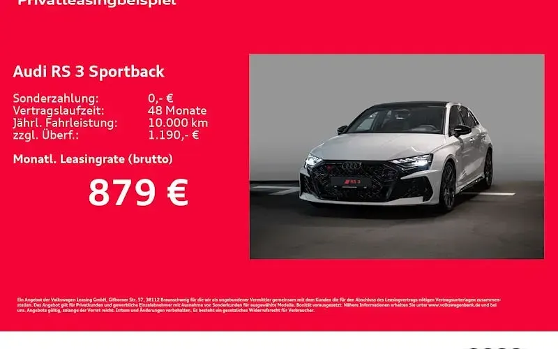 Neu Audi RS3 Ambiente 400 PS (294 kW) 2026 Weiß Limousine