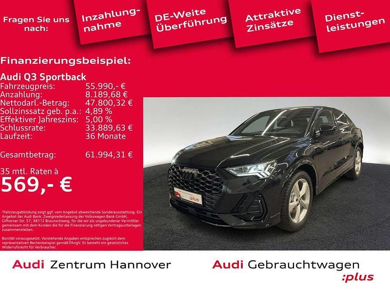 Mythosschwarz metallic Gebraucht 2025 Audi Q3 S-Line SUV | 55.990 € - Bild 1/4