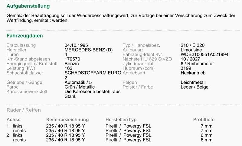 Gebraucht Mercedes E320 Elegance 220 PS (161 kW) 1995 Grün Limousine