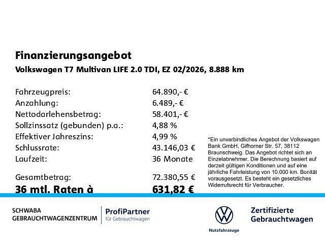 Gebraucht VW Multivan Life 150 PS (110 kW) 2026 Schwarz Van