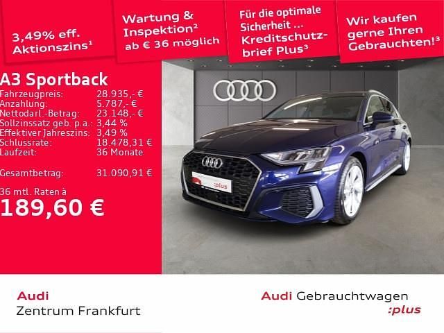 Navarrablau metallic Gebraucht 2024 Audi A3 S-Line Limousine | 28.934 € (Superpreis) - Bild 1/2
