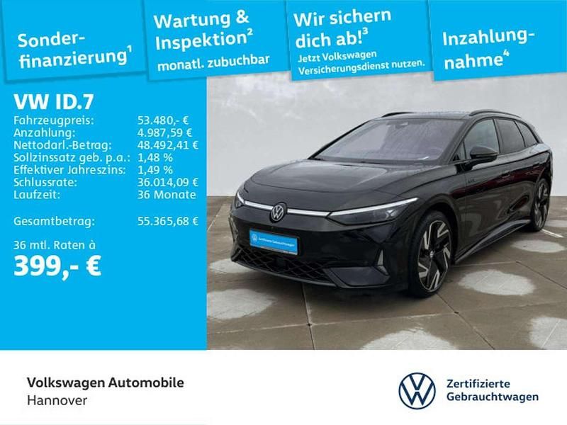 Grenadillschwarz metallic Gebraucht 2025 VW ID.7 GTX Kombi | 53.480 € - Bild 1/3