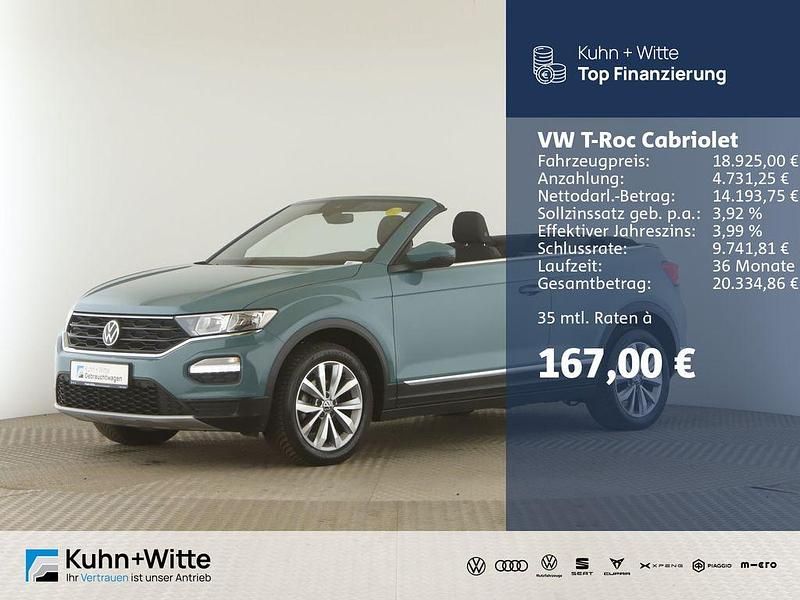 Grün Gebraucht 2021 VW T-Roc Cabriolet Style Cabrio | 18.925 € (Fairer Preis) - Bild 1/3