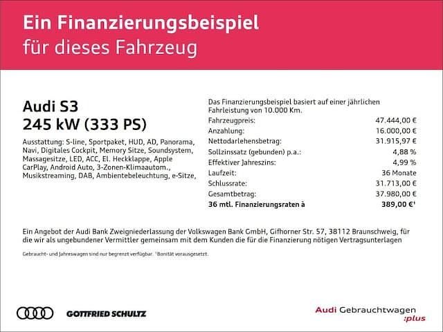 Gebraucht Audi S3 S-Line 333 PS (244 kW) 2024 Blau Limousine