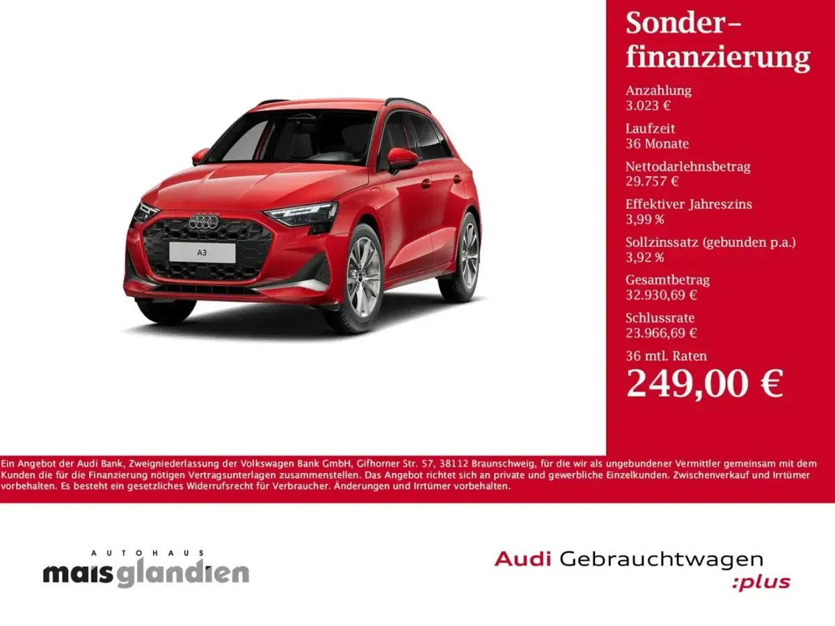 Gebraucht Audi A3 Sportback e-tron Advanced 204 PS (150 kW) 2026 Progressivrot metallic Kleinwagen