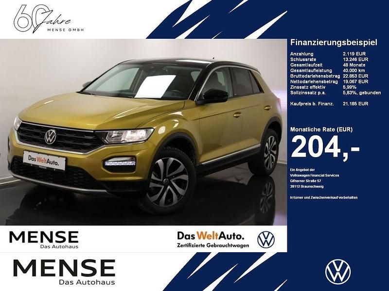 Gelb / kurkumagelb metallic / metallic Gebraucht 2021 VW T-Roc Active SUV | 21.185 € (Superpreis) - Bild 1/4