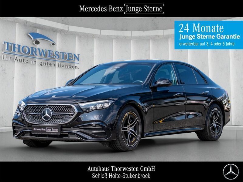 lack obsidianschwarz Gebraucht 2023 Mercedes E200 AMG line Limousine | 47.250 € (Fairer Preis) - Bild 1/4