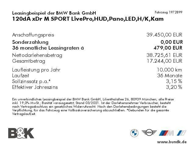 Gebraucht BMW 120 M Sport 190 PS (139 kW) 2020 Schwarz metallic Kleinwagen