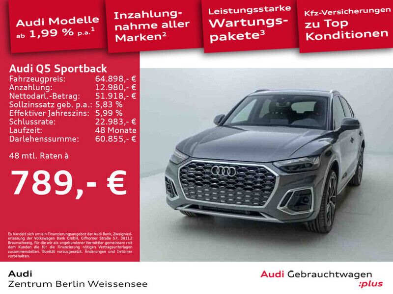 Grau Gebraucht 2022 Audi Q5 Sportback S-Line SUV | 64.898 € - Bild 1/3
