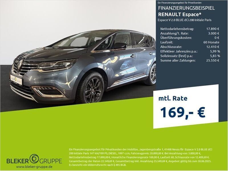 Grau Gebraucht 2019 Renault Espace Initiale Paris Van / Kleinbus | 20.890 € (Guter Preis) - Bild 1/3
