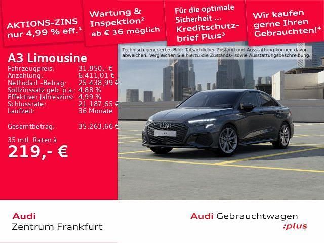Grau Gebraucht 2023 Audi A3 S-Line Limousine | 31.850 € (Teuer) - Bild 1/4
