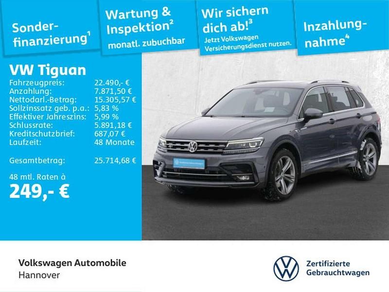Indiumgrau (metallic) Gebraucht 2017 VW Tiguan Highline SUV | 22.490 € (Teuer) - Bild 1/3