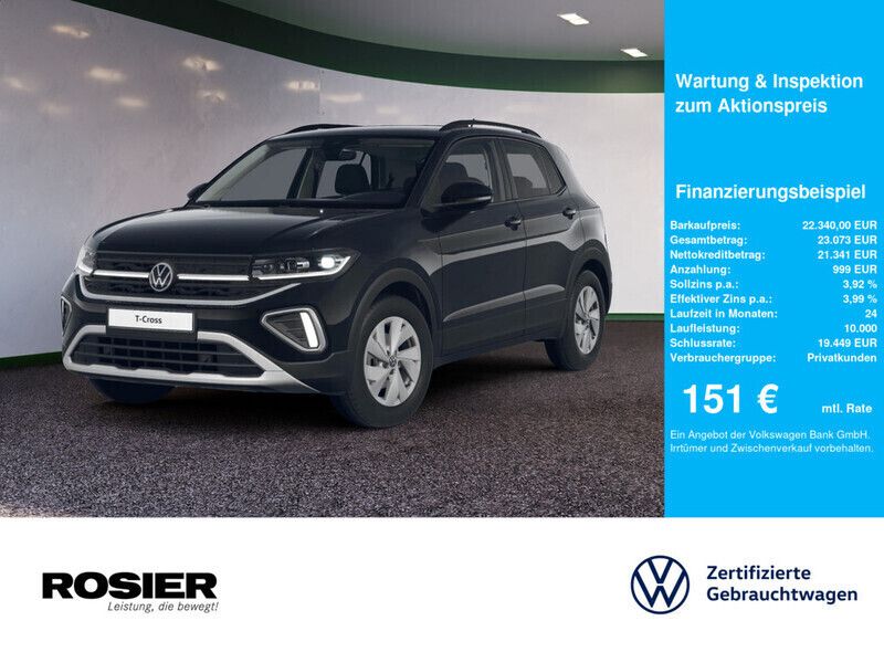 Schwarz / deep black (metallic) Gebraucht 2024 VW T-Cross Life SUV | 22.340 € (Fairer Preis) - Bild 1/3