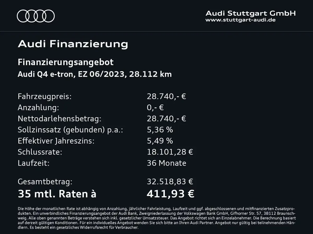 Gebraucht Audi Q4 e-tron 125 kW (170 PS) 2023 Kieselgrau SUV