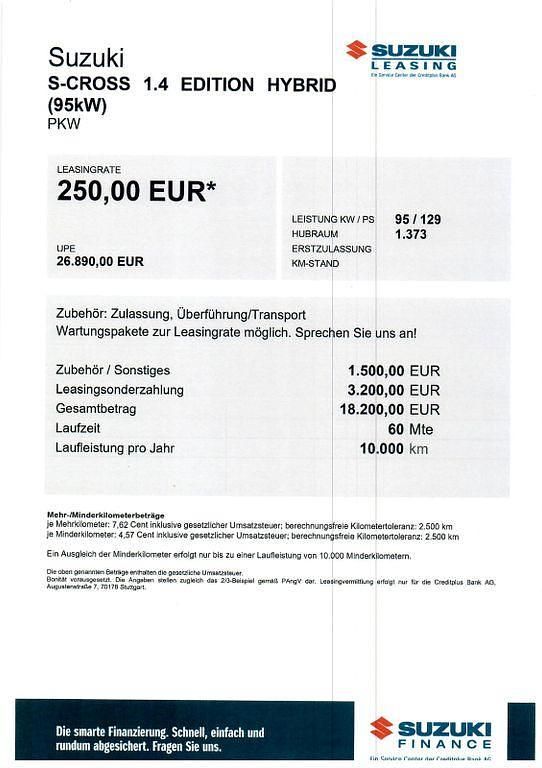 Neu Suzuki SX4 S-Cross 129 PS (94 kW) 2026 Weiß SUV