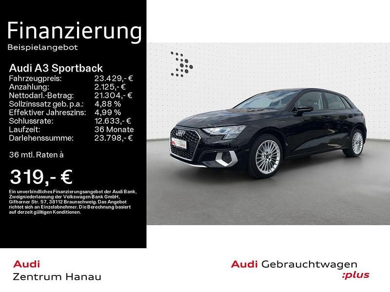 Schwarz Gebraucht 2022 Audi A3 Sportback e-tron Advanced Plus Limousine | 23.429 € (Guter Preis) - Bild 1/4