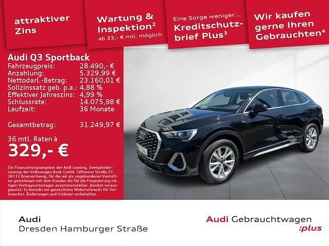 Mythosschwarz metallic Gebraucht 2021 Audi Q3 Sportback Design SUV | 28.490 € (Fairer Preis) - Bild 1/3