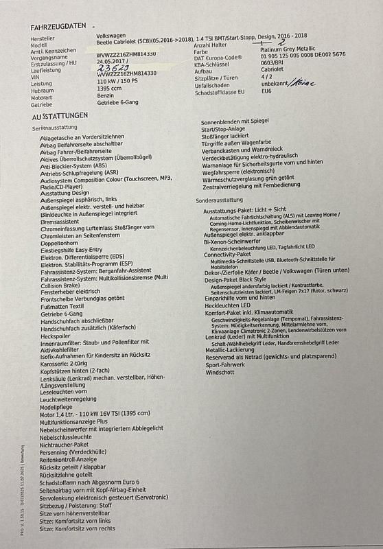 Gebraucht VW Beetle Cabriolet 150 PS (110 kW) 2017 Grau Cabrio