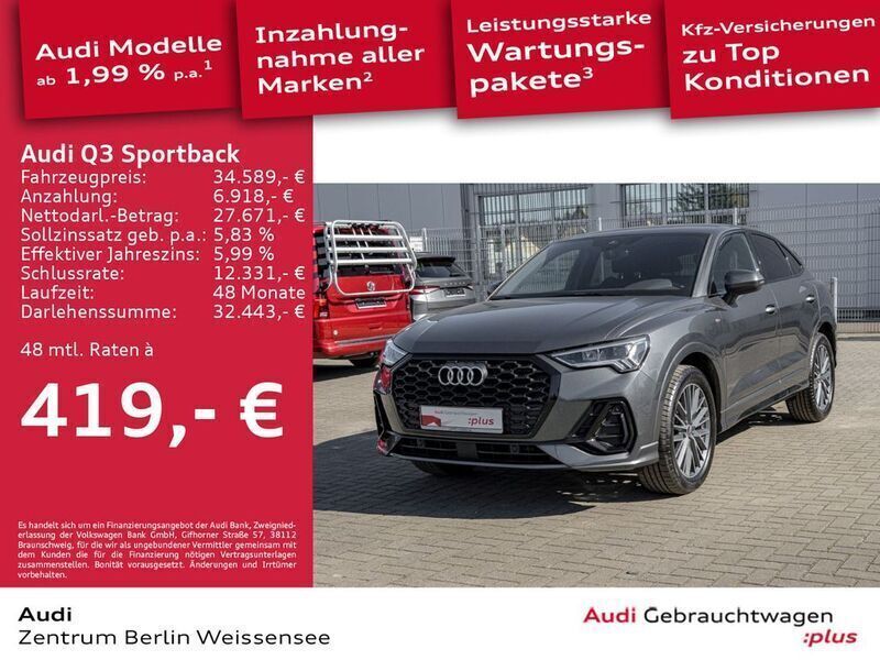 Grau Gebraucht 2021 Audi Q3 Sportback S-Line SUV | 34.589 € (Fairer Preis) - Bild 1/4