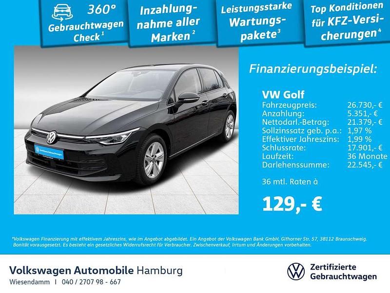 Grenadillschwarz metallic Gebraucht 2024 VW Golf VIII Life Limousine | 29.222 € (Etwas zu teuer) - Bild 1/3