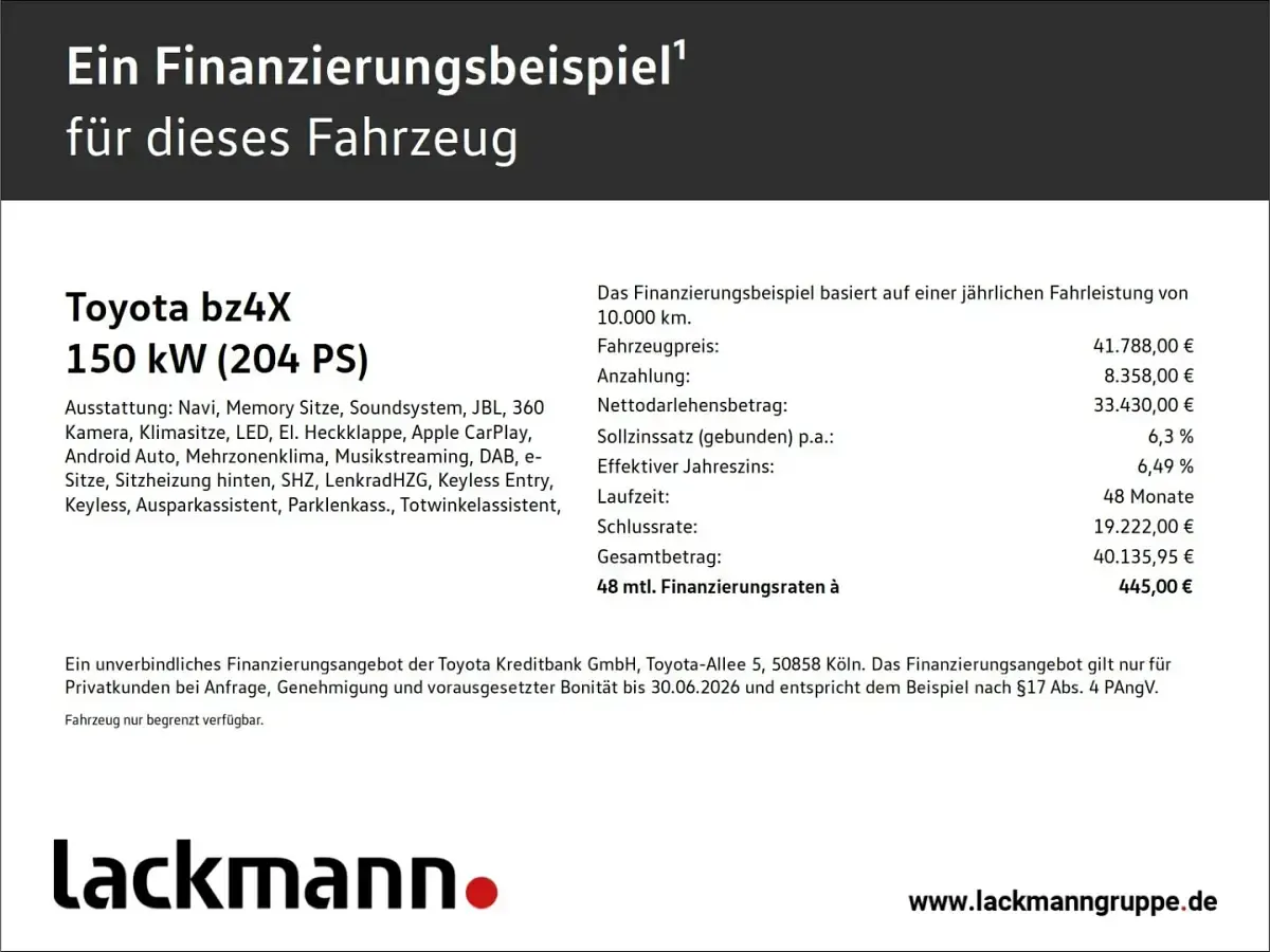 Gebraucht Toyota bZ4X Lounge 150 kW (204 PS) 2024 8s6)/ black (202) (blau SUV