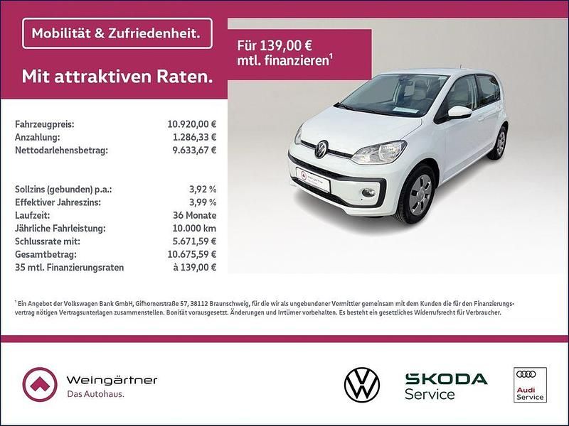 Weiß Gebraucht 2022 VW up! Kleinwagen | 10.920 € (Fairer Preis) - Bild 1/4