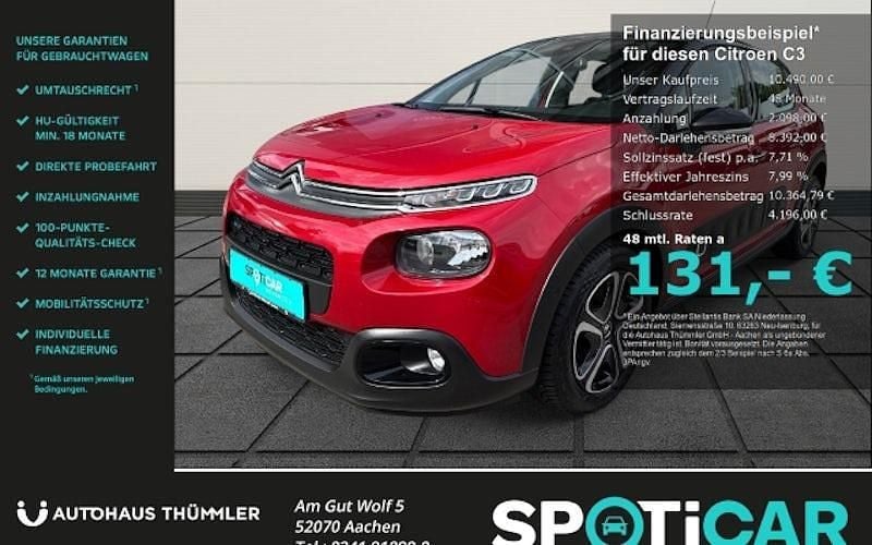 Rot Gebraucht 2017 Citroën C3 PureTech Kleinwagen | 10.490 € (Fairer Preis) - Bild 1/4