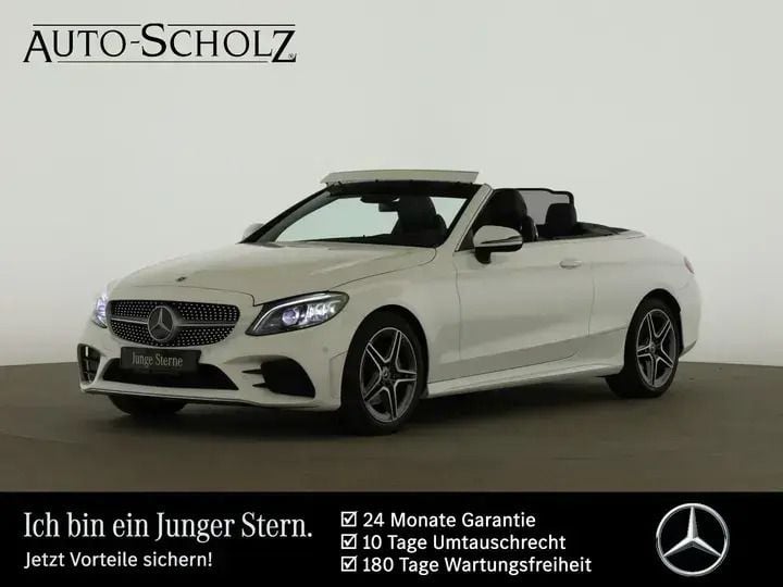 Unilack polarweiß Gebraucht 2022 Mercedes C220 AMG Cabrio | 39.617 € (Guter Preis) - Bild 1/4