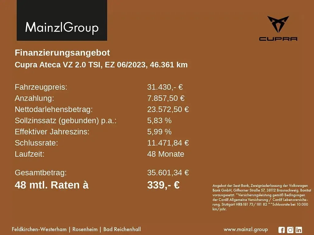 Gebraucht Cupra Ateca VZ 300 PS (220 kW) 2023 Magic schwarz metallic (metallic) SUV