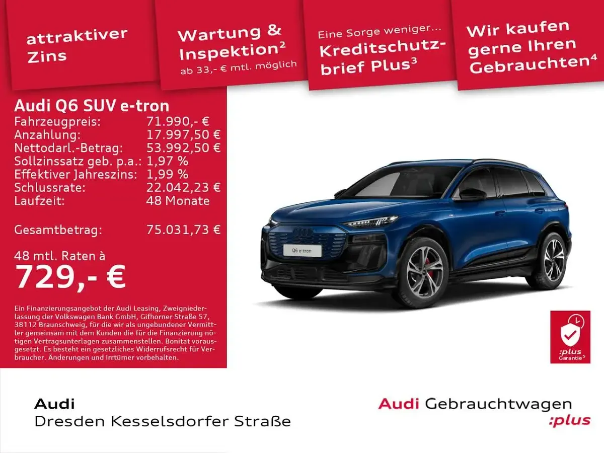 Gebraucht Audi Q6 e-tron Performance 225 kW (306 PS) 2025 Ascariblau metallic SUV