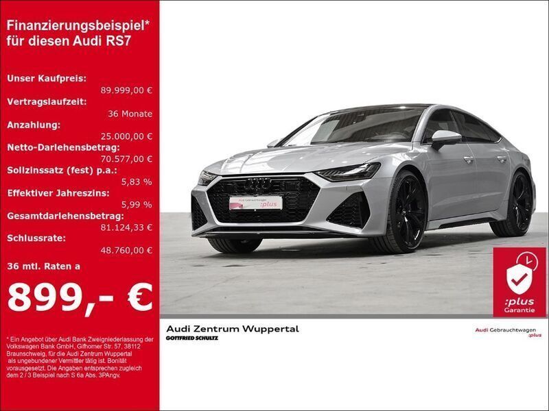 Silber Gebraucht 2021 Audi RS7 Sportback Ambiente Kleinwagen | 92.888 € (Fairer Preis) - Bild 1/3