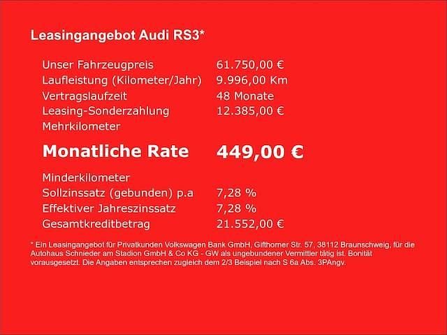 Weiss Gebraucht 2024 Audi RS3 Sportback Ambiente Kleinwagen | 61.750 € (Fairer Preis) - Bild 1/1