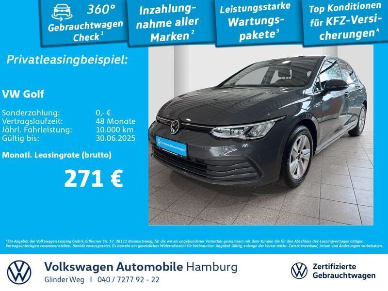 Delfingrau metallic Gebraucht 2023 VW Golf VIII Life Limousine | 25.790 € (Fairer Preis) - Bild 1/3