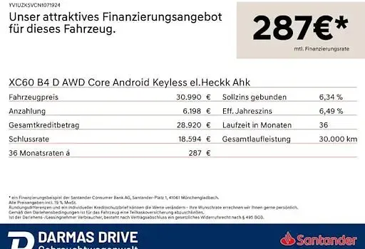 Używany Volvo XC60 Core 197 KM (144 kW) 2022 Biały SUV