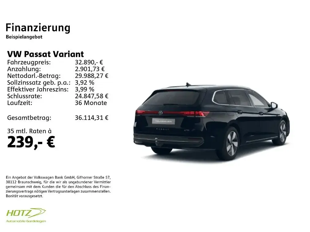 Gebraucht VW Passat Business 150 PS (110 kW) 2025 Grenadillschwarz metallic Kombi