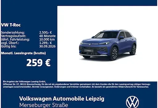 Neu VW T-Roc Life 150 PS (110 kW) 2026 Blau SUV