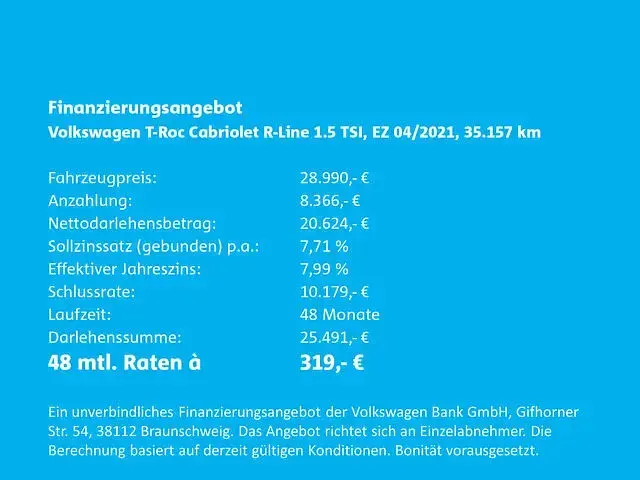 Gebraucht VW T-Roc Cabriolet R-line 150 PS (110 kW) 2021 Grau Cabrio