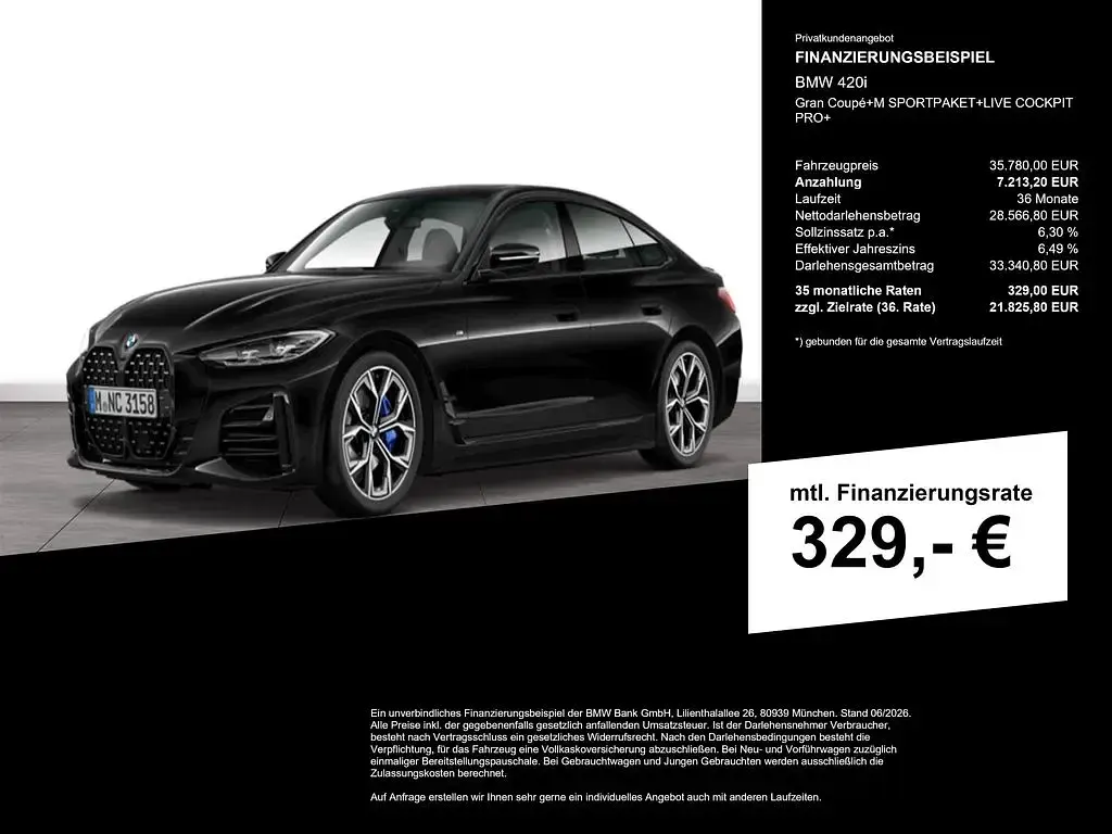 Gebraucht BMW 420 M Sport 184 PS (135 kW) 2023 Black sapphire Coupé