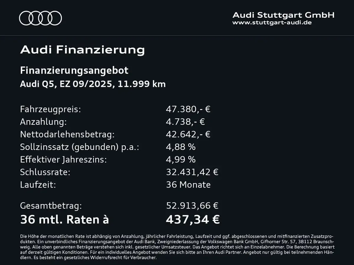 Occasion Audi Q5 299 ch (219 kW) 2025 Noir SUV