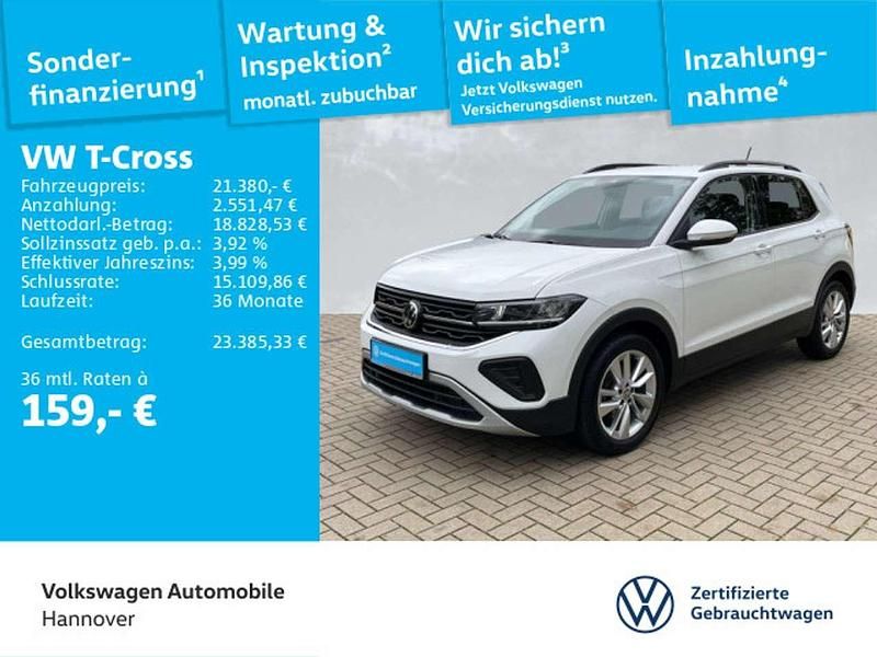 Pure white Gebraucht 2024 VW T-Cross Life SUV | 21.380 € (Fairer Preis) - Bild 1/3