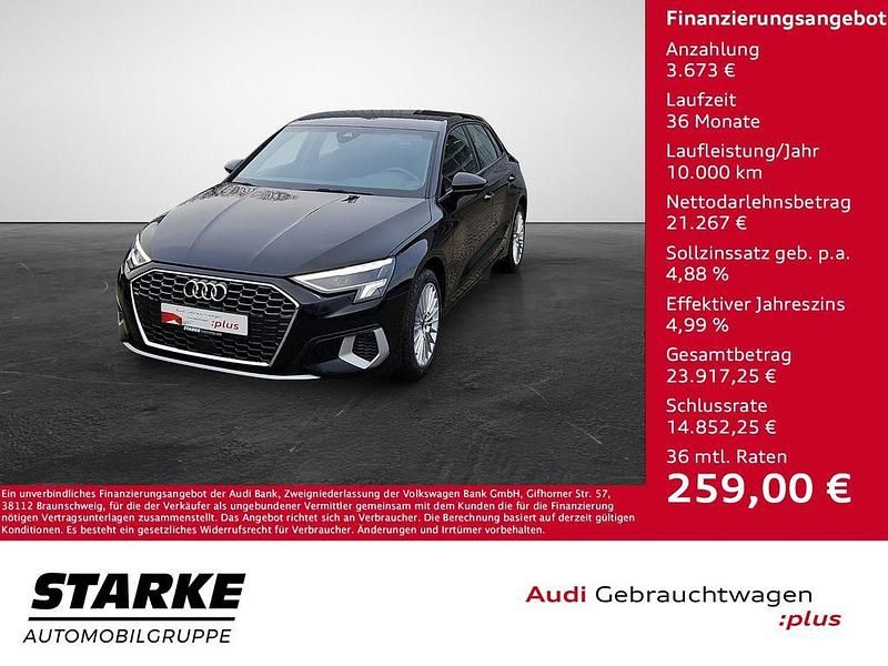 Brillantschwarz Gebraucht 2022 Audi A3 Advanced Plus Limousine | 24.940 € (Fairer Preis) - Bild 1/4