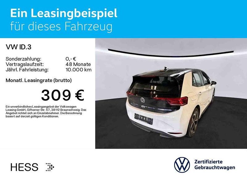 Gebraucht VW ID.3 Pro Performance 150 kW (204 PS) 2022 Gletscherweiß schwarz (metallic) Kleinwagen