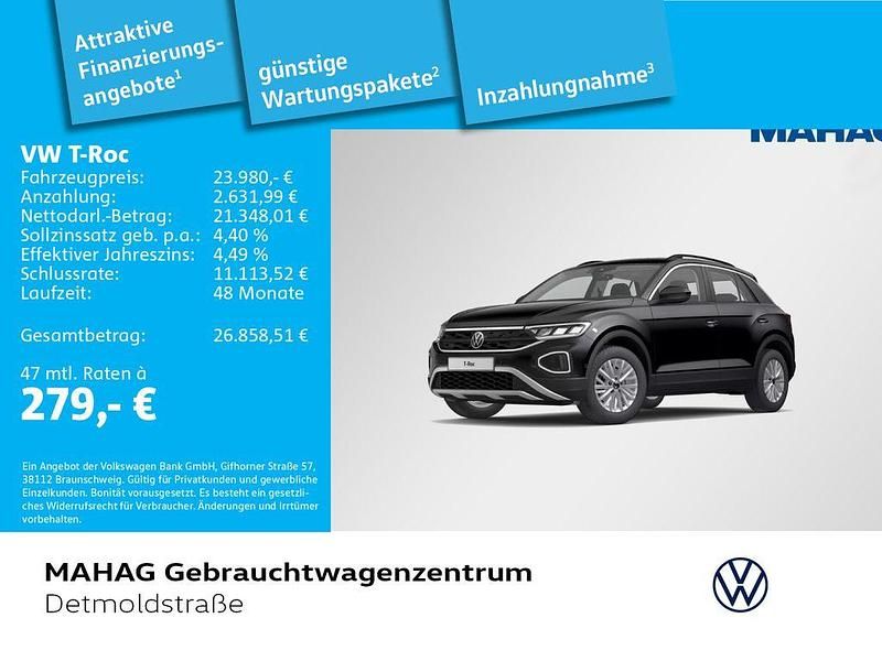 Schwarz Gebraucht 2022 VW T-Roc Life SUV | 23.980 € (Guter Preis) - Bild 1/2