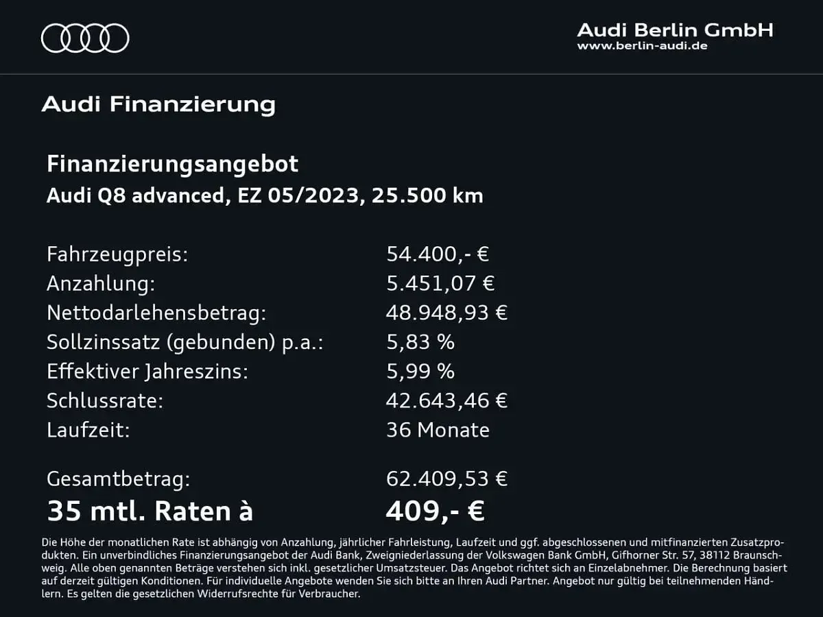 Gebraucht Audi Q8 e-tron Advanced Plus 300 kW (408 PS) 2023 Chronosgrau metallic SUV