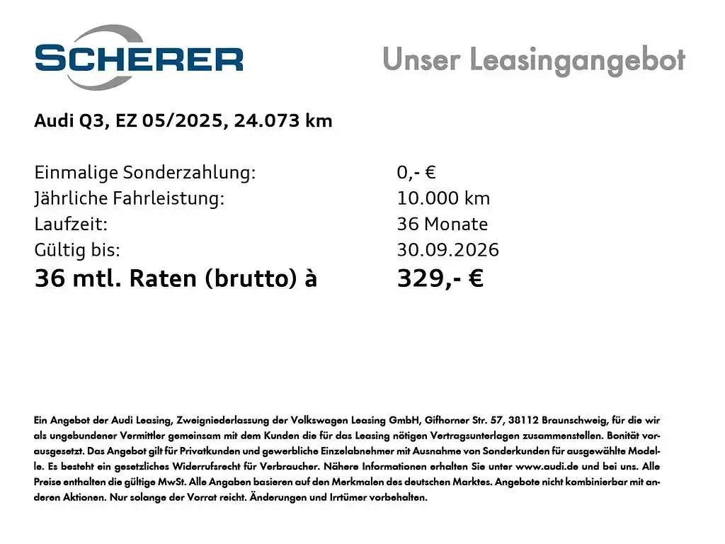 Gebraucht Audi Q3 Ambiente 150 PS (110 kW) 2025 Chronosgrau metallic (metallic) SUV