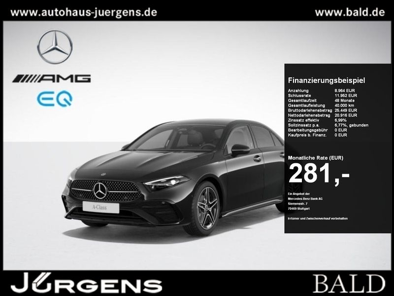 Unilack nachtschwarz Gebraucht 2023 Mercedes A200 AMG Limousine | 29.880 € (Fairer Preis) - Bild 1/4
