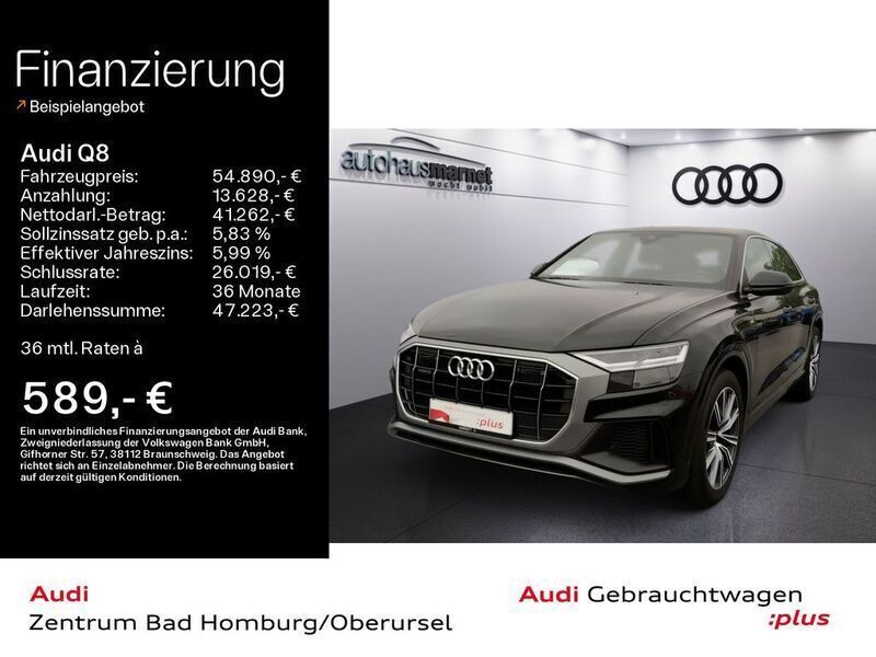 Tiefschwarz Gebraucht 2021 Audi Q8 Ambiente SUV | 55.480 € - Bild 1/4
