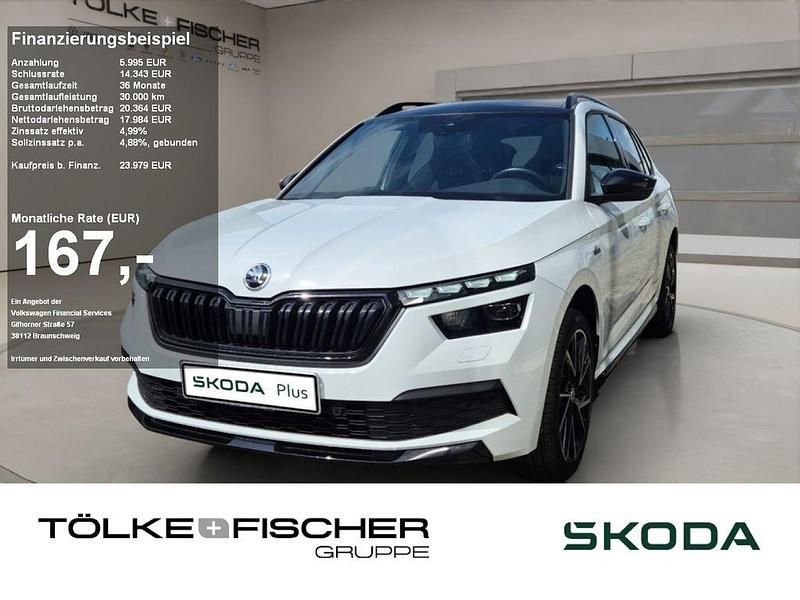 Moon weiss (metallic) Gebraucht 2021 Skoda Kamiq Monte Carlo SUV | 23.979 € (Fairer Preis) - Bild 1/4